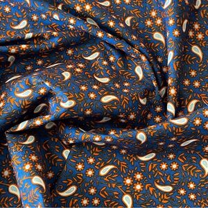 Bohemian Blue Floral Print Cotton Fabric